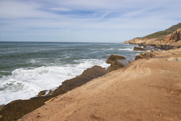 Waves breaking on Sunset Cliffs, San Diego, California