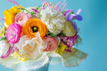 Crafting Elegance for Easter: A Unique Handmade Bonnet Decorated with Colorful Spring Blooms