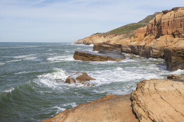 Waves breaking on Sunset Cliffs, San Diego, California