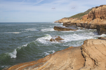 Waves breaking on Sunset Cliffs, San Diego, California