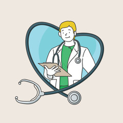 Happy Doctor Day in medical symbol. Vector illustration
