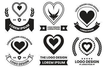 Vintage heart logo in modern minimal style