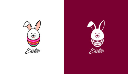 Happy Easter Sunday. Rabbit and egg icon design. Vector illustration