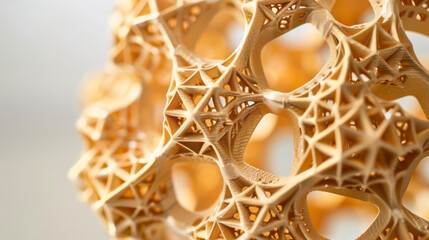 Closeup of a 3D printed object with a unique origami design highlighting the use of advanced manufacturing techniques to produce efficient and intricate engineering solutions.