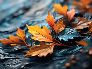 leaves in oil painting style