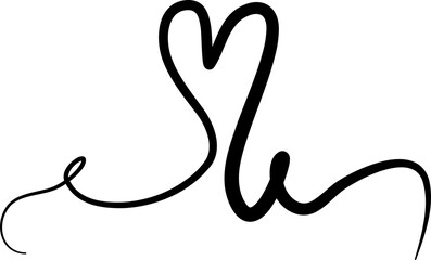 Heart continuous line drawing. Decorative design