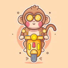 Obraz premium cool monkey animal character mascot riding scooter motorcycle isolated cartoon