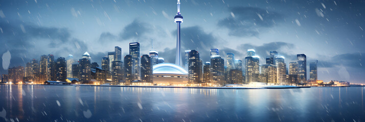 Illumination in the White Void: The Majestic CN Tower asserting resilience during harsh Canadian Winter