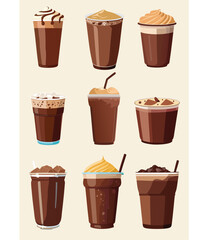 Set of Chocolate Sweet Drink VECTOR Editable