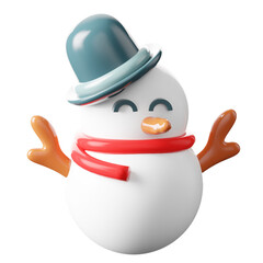 3D Icon Snowman Illustration