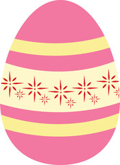 Pink and Light Yellow Adorned Easter Egg Vector Illustration