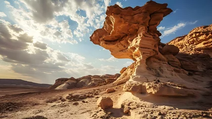 Fototapeten a rock formation in the middle of a desert © KWY