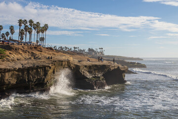 Waves breaking on Sunset Cliffs, San Diego, California