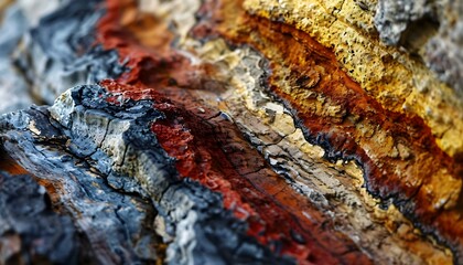 a close up of a tree trunk with multicolored bark
