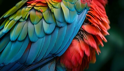 Obraz premium a close up of a colorful bird's feathers