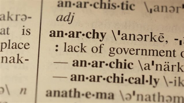 anarchy word on dictionary page reading letters