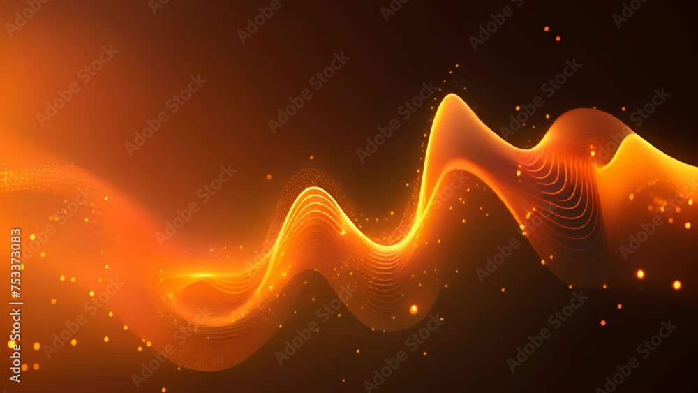 Poster Technology abstract with shiny data wave flow. Science concept with glowing wires connected on futuristic background