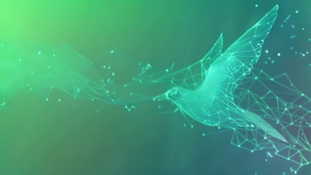 Dynamic polygon line background with bird illustration. Futuristic geometric design.

