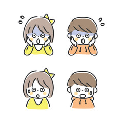 驚く女の子と男の子