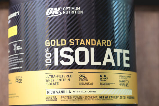 Whey protein isolate - Gold Standard 100% Isolate - Optimum Nutrition. Brasil 10/20/2023.