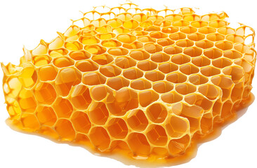  a Honeycomb filled with honey in 3/4 side view, PNG, in a Sweet treat-themed, isolated, and transparent photorealistic illustration. Generative ai