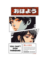 anime streetwear design with typography abstract design vector illustration