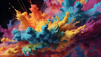 a close up of a colorful cloud of liquid in the air color ink