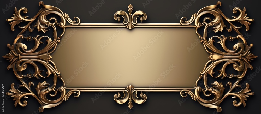 Aufkleber golden metal frame with empty space for text or image