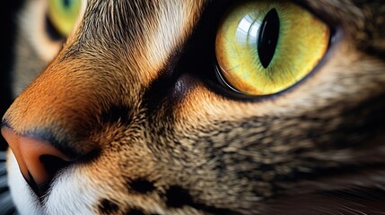 close up of big domestic cat eyes