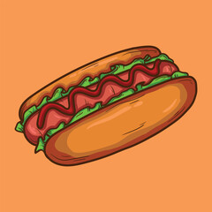 illustration art hot dog junk food sticker