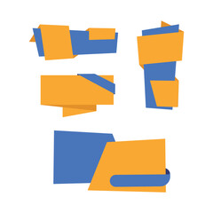 flat banner sticker label, blank vector simple clipart set