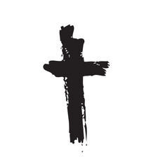 Hand drawn cross. Vector cross. The cross is made with a brush