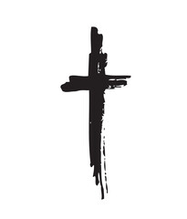 Hand drawn cross. Vector cross. The cross is made with a brush