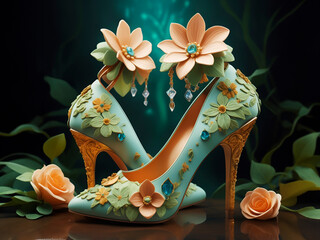 Stylish shoes for women, fashion footwear design, elegance style high heels - obrazy, fototapety, plakaty
