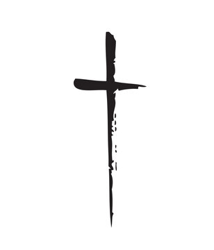 Hand drawn cross. Vector cross. The cross is made with a brush