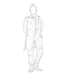 Guy with Coat walking transparent no background 4