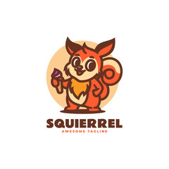 Vector Logo Illustration Squirrel Mascot Cartoon Style.