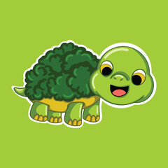 illustration art cute green turtle sticker