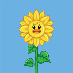 illustration art cute sun flower sticker
