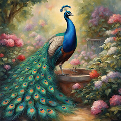 peacock with feathers