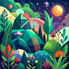 pattern with flowers and leaves