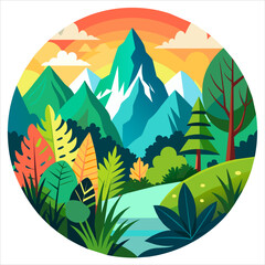 landscape with trees and mountains