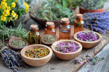 A holistic health workshop with natural remedies and acupuncture - obrazy, fototapety, plakaty