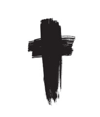 Hand drawn cross. Vector cross. The cross is made with a brush