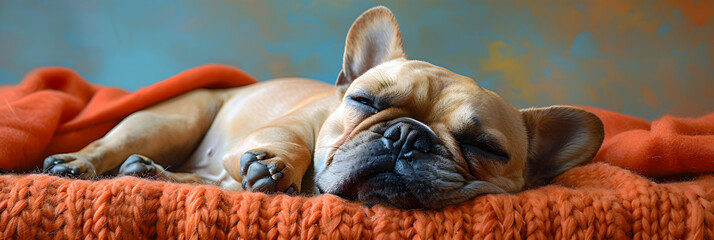 Illustration Dog,
Sad cute french bulldog puppy on sofa at home
