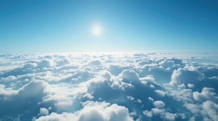 Fototapeta premium Wide angle photo of sunny and windy weather sky with blue tones. Generative Ai