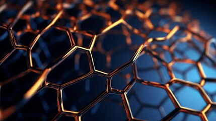 3d Illustration structure of the graphene tube, abstract nanotechnology hexagonal geometric form close-up, concept graphene atomic structure, concept graphene molecular structure. Carbon tube