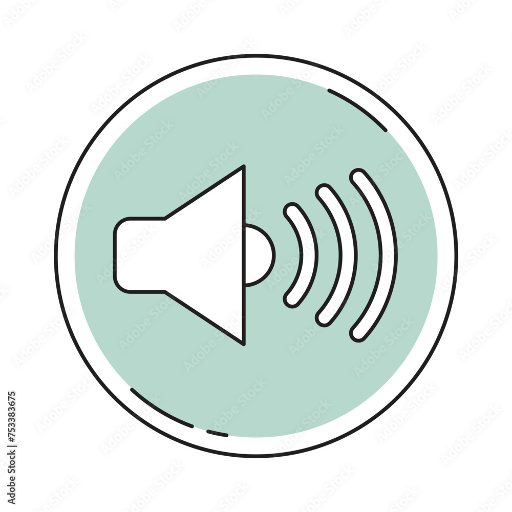 Poster sound icon with round button symbol