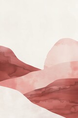 Crimson Peaks: Watercolor Painting of Red Mountains