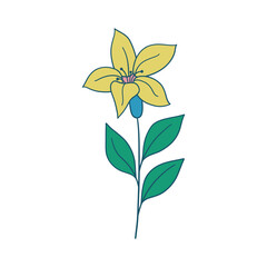 Flower and green leaves. floral bouquets. Vector flowers. Spring art print with botanical elements.